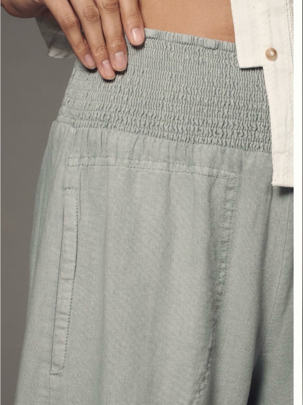 Anthropologie pilcro Linen blend Crop Wide Leg Culottes Pants XL white summer - Picture 10 of 10
